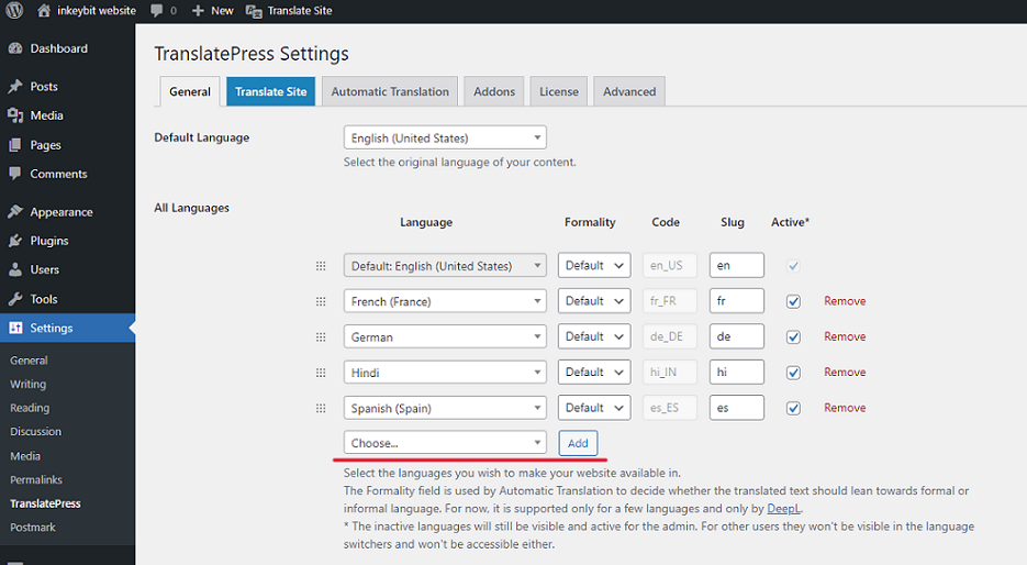 TranslatePress Plugin Settings TranslatePress Plugin Settings
