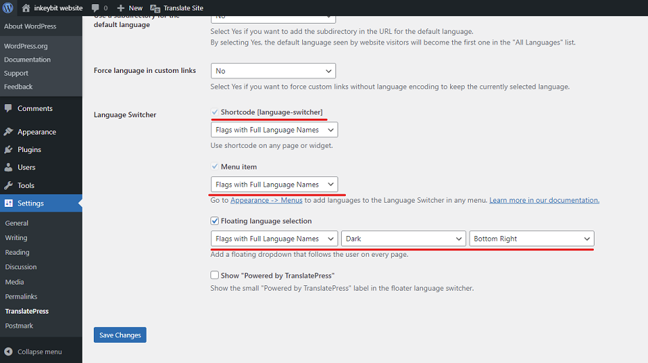 Language Switcher Customization options Language Switcher Customization options